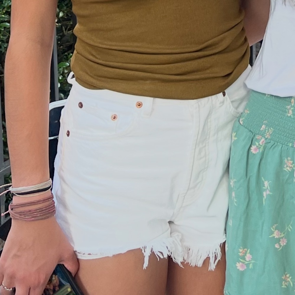 Zara White High Rise Jean shorts